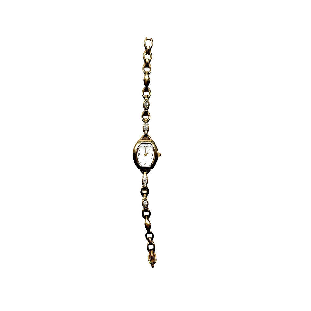 Wristwatch Gold Tone Sparkly Band Rectangular Face Stylish Elegant